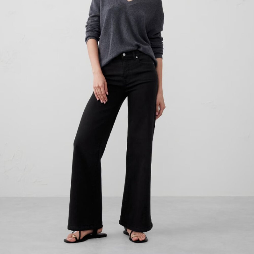Banana Republic 2025 Wide-Leg High-Rise Jean Black Wash Denim - 31/12 - Picture 1 of 10